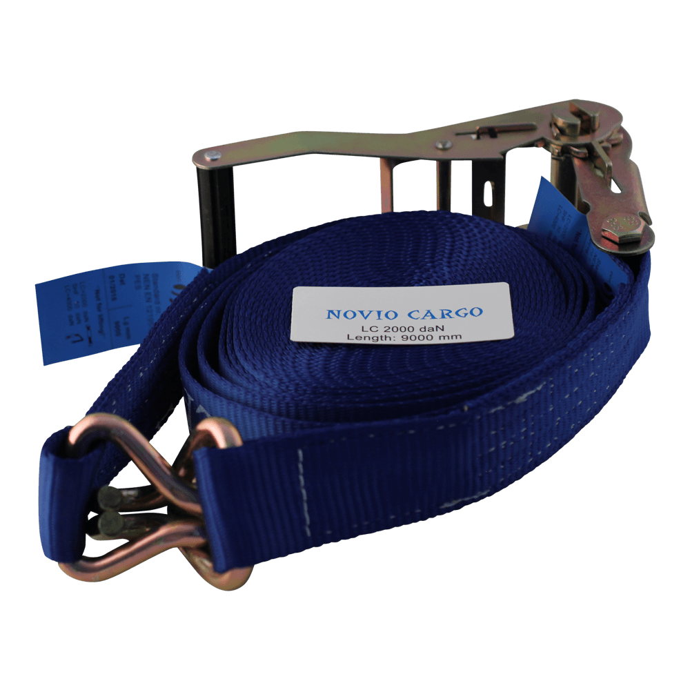 Foto Novio Spanband, 2-delig , met ratel en dubbele punthaken blauw 50mm 9000mm Novio cargo