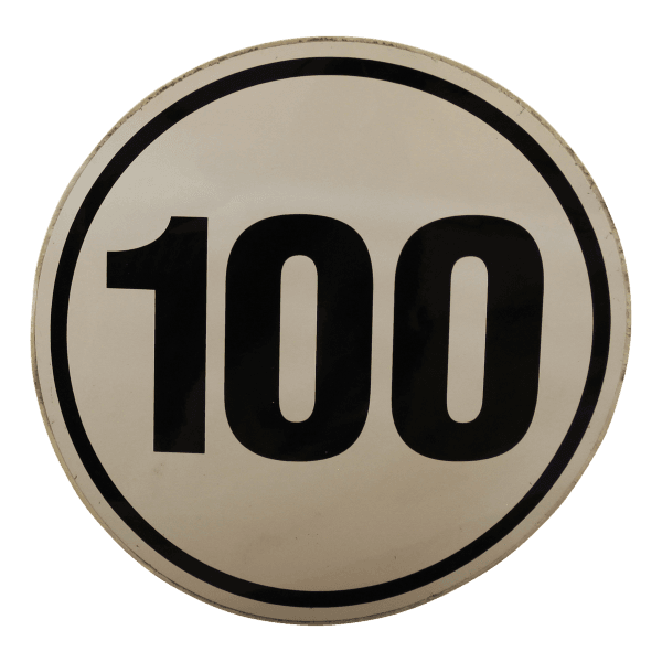 Novio Markeringssticker 100km/h voor Duitsland Ø200mm wit met zwarte rand en zwarte letters