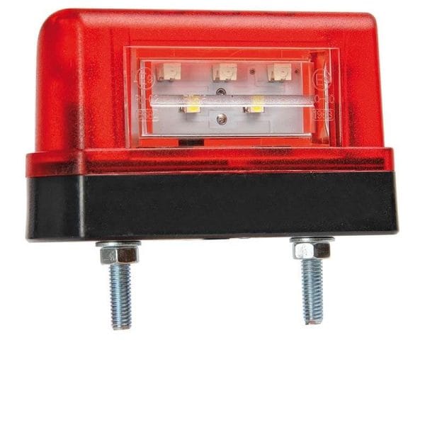 Fristom Kentekenlamp 83 x 50 x 30mm 45mm rood/wit Rood/wit  kabel 500mm  12/24v CE, ECE-R10 / R7 / R4