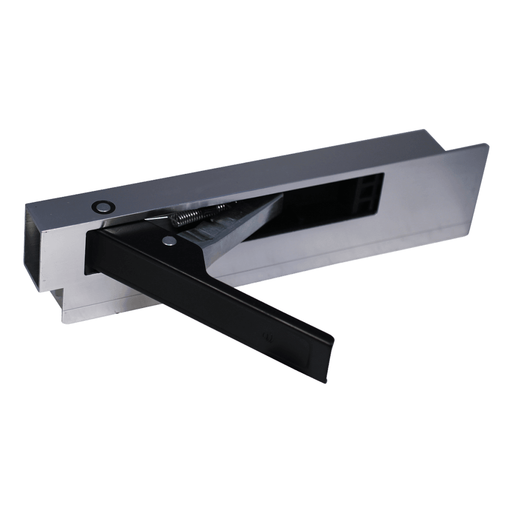 Foto Novio Zijbordsluiting , aluminium met stalen handgreep (zwart) 400mm links