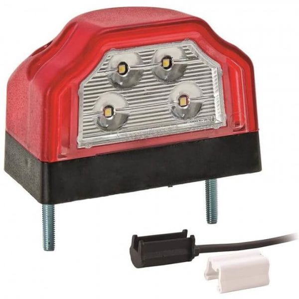Fristom Kentekenlamp LED 12/24v 96 x 66 x 64mm P&R kabel 200mm, 2x 1,5mm² 72mm  CE, ECE-R10 / R7 / R4 rood/wit