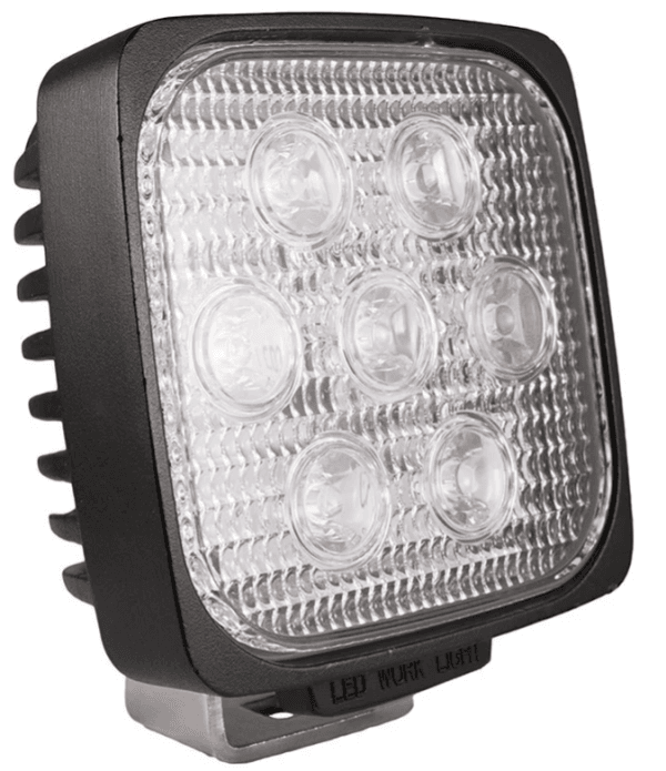 Tralert Werklamp IP68 9 x 3 Watt Cree LED's 400mm kabel met Deutsch-connector 9/36 V 27 Watt 2150 111,5 x 111,5 x 69mm Breedstraler Bij 12 Volt / 2,10A Bij 24 Volt / 1,12A CE 41 lux@ 10m / 0,25 lux@ 132m wit