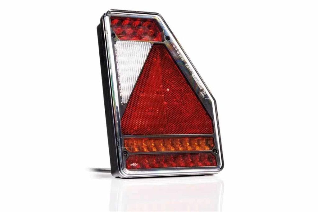 Foto Fristom Achterlicht LED rechts 6 pin Fristom (niet Aspoeck compatible) 146 x 210,6 x 49mm opbouw remlicht knipperlicht mistlicht achteruitrijlamp achterlicht lengte driehoek 150mm 12 V CE, ECE-R10 / R7 / R6 /