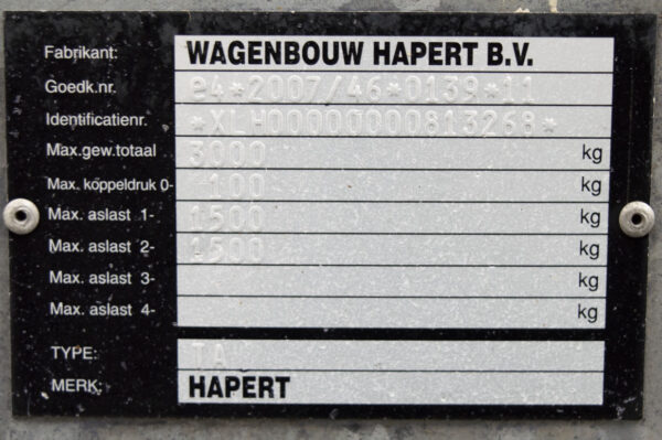 Hapert Kipper 353x180 3000Kg + opzetbord - Afbeelding 18