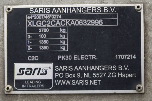 Saris 2700kg 3-zijdige kipper - 306x170c - Afbeelding 17